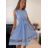 Šaty elegantní letní bez rukávu dámské (S/M/L ONE SIZE) ITALSKÁ MÓDA IM322SIMONE/DR svetlo modrá S/M/L