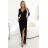 Šaty elegantní dlouhé zavinovací výstřih dámské (XS-XL) Polská moda NMC-404-13/DR Černá XL