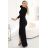Šaty elegantní dlouhé zavinovací výstřih dámské (XS-XL) Polská moda NMC-404-13/DR Černá XL
