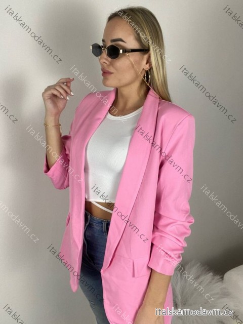 Sako s podšívkou dlouhý shrnutý rukáv dámské (S/M/L ONE SIZE) ITALSKÁ MÓDA IM423JANE/DU středně růžová S/M/L