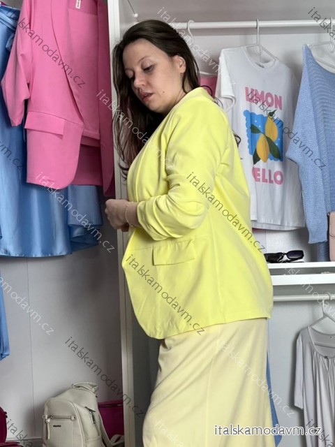 Sako s podšívkou dlouhý shrnutý rukáv dámské (S/M/L ONE SIZE) ITALSKÁ MÓDA IM423JANE/DUR sv. žlutá S/M/L