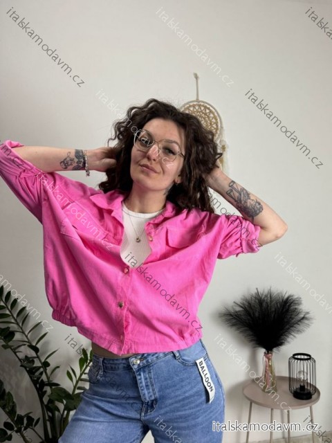 Bunda lehká oversize dlouhý rukáv dámská (S/M/L ONE SIZE) ITALSKÁ MÓDA IMWBHP260001/DUR růžová S/M/L