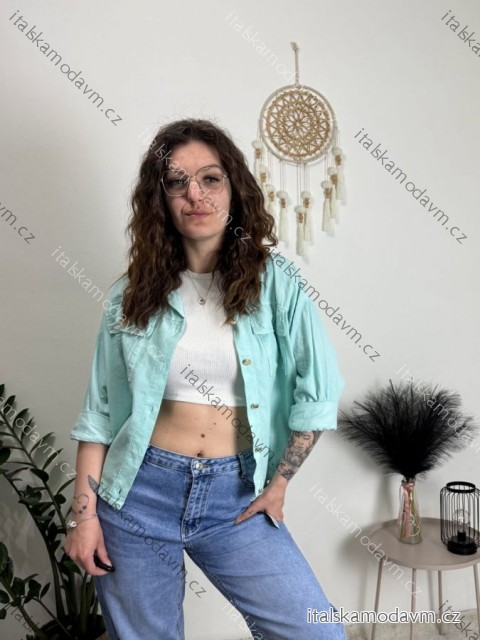 Bunda lehká oversize dlouhý rukáv dámská (S/M/L ONE SIZE) ITALSKÁ MÓDA IMWBHP260001/DUR mintová S/M/L