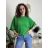 Sveter tenký krátky rukáv dámsky (S/M/L ONE SIZE) TALIANSKA MÓDA IM4261121/DR zelená S/M/L