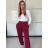 Tepláky/Kalhoty elegantné oversize dlhé dámske (S/M/L ONE SIZE) TALIANSKA MÓDA IMD26003/DUR vínová S/M/L