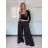 Nohavice elegantní dlhé s páskem dámske SANDRA (S/M/L ONE SIZE) TALIANSKA MÓDA IMPVN262471/DU S/M/L žlutá