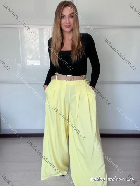 Nohavice elegantní dlhé s páskem dámske SANDRA (S/M/L ONE SIZE) TALIANSKA MÓDA IMPVN262471/DU S/M/L žlutá