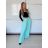 Nohavice elegantní dlhé s páskem dámske SANDRA (S/M/L ONE SIZE) TALIANSKA MÓDA IMPVN262471/DU S/M/L tyrkysová