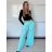 Nohavice elegantní dlhé s páskem dámske SANDRA (S/M/L ONE SIZE) TALIANSKA MÓDA IMPVN262471/DU S/M/L tyrkysová