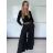 Kalhoty elegantní dlouhé s páskem dámské SIMONA (S/M/L ONE SIZE) ITALSKÁ MÓDA IMPVN2625882/DU S/M/L Černá