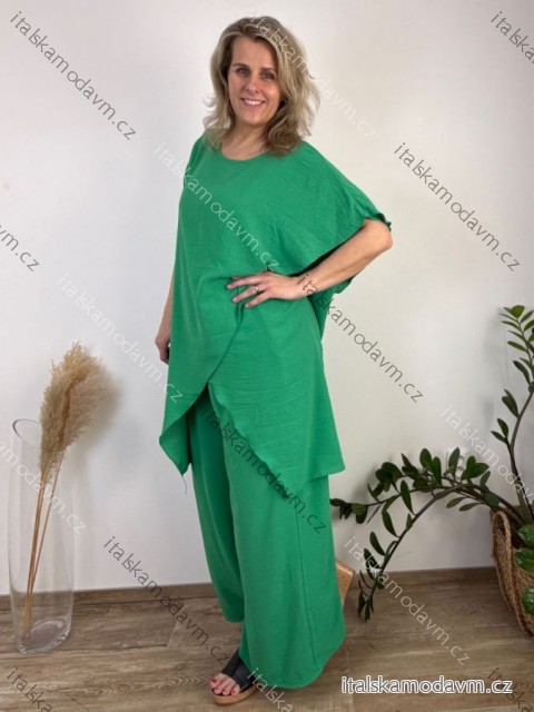 Souprava elegantní, letní kalhoty a tunika dámské nadrozměr SIDONIE (48/50/52/54 ONE SIZE) ITALSKÁ MÓDA IMWTC26001/DU