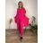 Souprava elegantní, letní kalhoty a tunika dámské nadrozměr SIDONIE (48/50/52/54 ONE SIZE) TALIANSKA MÓDA IMWTC26001/DU  tmavo ružová