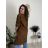 Kabát flaušový s podšívkou dámsky (S/M ONE SIZE) TALIANSKA MÓDA IMD23823/DR hnedá S / M