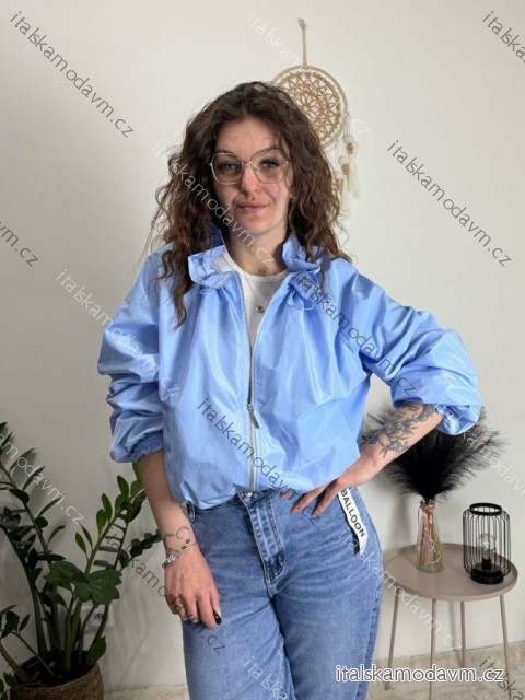 Bunda šusťáková  dlouhý rukáv dámská (S/M/L ONE SIZE) ITALSKÁ MÓDA IMSM260041 svetlo modrá S/M/L