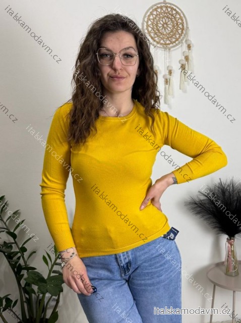 Tričko dlhý rukáv dámske (S/M ONE SIZE) TALIANSKA MóDA EXTRA ME  IMM22fd9075/DR žlutá hořčicová S/M/L
