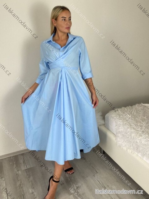 Šaty dlhé košilové 3/4 dlhý rukáv dámske KONSTANCE (S/M/L ONE SIZE) TALIANSKA MÓDA IM5260001/DUR