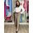 Nohavice elegantní dlhé s opaskom dámske ARIANA (S/M/L ONE SIZE) TALIANSKA MÓDA IMWHN26001/DU tm. modrá S/M/L