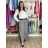 Nohavice elegantní dlhé s opaskom dámske ARIANA (S/M/L ONE SIZE) TALIANSKA MÓDA IMWHN26001/DU tm. modrá S/M/L