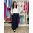 Nohavice elegantní dlhé s opaskom dámske ARIANA (S/M/L ONE SIZE) TALIANSKA MÓDA IMWHN26001/DU tm. modrá S/M/L