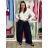 Nohavice elegantní dlhé s opaskom dámske ARIANA (S/M/L ONE SIZE) TALIANSKA MÓDA IMWHN26001/DU tm. modrá S/M/L