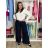 Nohavice elegantní dlhé s opaskom dámske ARIANA (S/M/L ONE SIZE) TALIANSKA MÓDA IMWHN26001/DU tm. modrá S/M/L