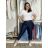 Volnočasové kalhoty s páskem dlouhé dámské KARLA (S/M/L ONE SIZE) ITALSKÁ MÓDA IMWB26001/DU S/M/L tmavě modrá