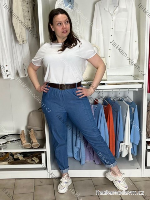 Volnočasové kalhoty s páskem dlhé dámske KARLA (S/M/L ONE SIZE) TALIANSKA MÓDA IMWB26001/DU S/M/L svetlo modrá
