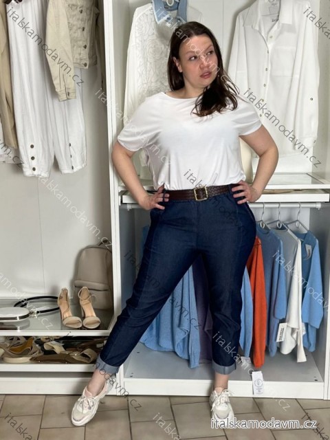 Volnočasové kalhoty s páskem dlouhé dámské KARLA (S/M/L ONE SIZE) ITALSKÁ MÓDA IMWB26001/DU S/M/L tmavě modrá
