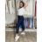 Volnočasové kalhoty s páskem dlouhé dámské KARLA (S/M/L ONE SIZE) ITALSKÁ MÓDA IMWB26001/DU S/M/L tmavě modrá