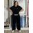 Súprava tunika oversize krátký rukáv a Kalhoty dámske LOTA (S/M/L/XL ONE SIZE) TALIANSKA MÓDA IMD2612131/DU  čierna