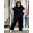 Súprava tunika oversize krátký rukáv a Kalhoty dámske LOTA (S/M/L/XL ONE SIZE) TALIANSKA MÓDA IMD2612131/DU  čierna