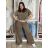 Souprava tunika oversize krátký rukáv a Kalhoty dámské LOTA (S/M/L/XL ONE SIZE) ITALSKÁ MÓDA IMD2612131/DU S/M/L/XL hnědá