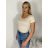 Tričko krátky rukáv dámske (S/M ONE SIZE) TALIANSKA MÓDA IMPDY23LS17135/OX9603/DU S / M biela