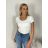 Tričko krátky rukáv dámske (S/M ONE SIZE) TALIANSKA MÓDA IMPDY23LS17135/OX9603/DU S / M biela