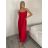 Šaty dlouhé letní na ramínka dámské Rebeca (S/M ONE SIZE) ITALSKÁ MÓDA IMD23472/DUR červená s/m/l