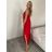 Šaty dlouhé letní na ramínka dámské Rebeca (S/M ONE SIZE) ITALSKÁ MÓDA IMD23472/DUR červená s/m/l