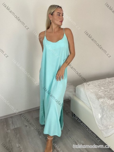 Šaty dlhé letné na ramienka dámske Rebeca (S/M ONE SIZE) TALIANSKA MÓDA IMD23472/DUR sv. mintová S/M