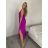 Šaty dlouhé letní na ramínka dámské Rebeca (S/M ONE SIZE) ITALSKÁ MÓDA IMD23472/DUR fuchsiová S/M