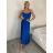 Šaty dlouhé letní na ramínka dámské Rebeca (S/M ONE SIZE) ITALSKÁ MÓDA IMD23472/DUR kr. modrá S/M
