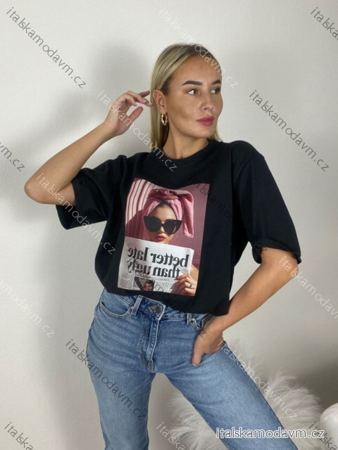 Tričko oversize krátký rukáv dámske KAYA (S/M/L ONE SIZE) TALIANSKA MÓDA IMPDY26ZZ2888/DU