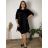 Šaty krátke maslové flitrové 3/4 dlhý rukáv dámske nadrozmer LILIANA (54/56/58 ONE SIZE) TALIANSKA MÓDA IM425818/DUR čierna 54/56/58