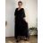 Šaty společenské dlouhé elegantní dlouhý rukáv dámské AMANDA (44/46/48 ONE SIZE) ITALSKÁ MÓDA IMPSH2420033/DU 44/46/48 Černá