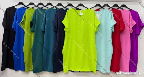 Šaty klasik letní krátký rukáv dámské nadrozměr (46/48/50 ONE SIZE) ITALSKÁ MÓDA IM426119