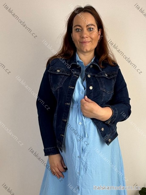 Bunda riflová jeans dámska nadrozměr(2XL-6XL) GYD261950/DR 3XL tmavo modrá