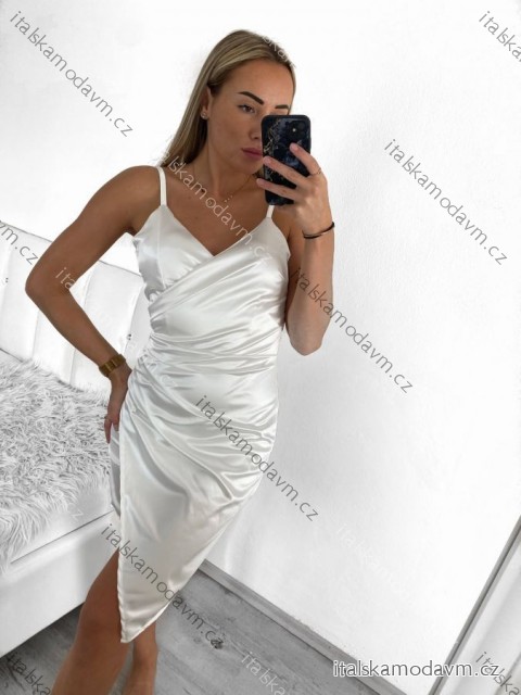 Šaty svadobné krátke saténové na ramienka dámske Francesca (XS/S/M ONE SIZE) TALIANSKA MÓDA IM322305-1/DUR