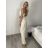 Kalhoty máslové dlouhé elegantní dámské BRITA (S/M/L ONE SIZE) ITALSKÁ MÓDA IM4260023/DU S/M/L béžová