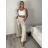 Kalhoty máslové dlouhé elegantní dámské BRITA (S/M/L ONE SIZE) ITALSKÁ MÓDA IM4260023/DU S/M/L béžová