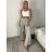 Kalhoty máslové dlouhé elegantní dámské BRITA (S/M/L ONE SIZE) ITALSKÁ MÓDA IM4260023/DU S/M/L béžová