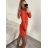 Šaty úpletové teplé so stojačikom dlhý rukáv dámske (S/M ONE SIZE) TALIANSKA MODA MAB22360/DR S/M oranžová