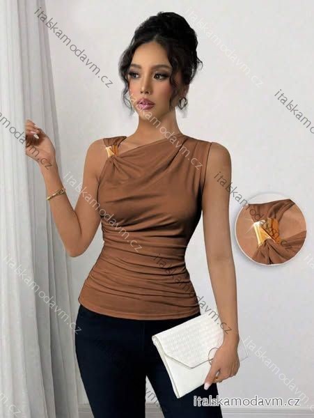 Tílko elegantní bez rukávu dámské (XS/S/M ONE SIZE) ITALSKÁ MÓDA IMM25M21270/DU XS/S/M růžová světlá